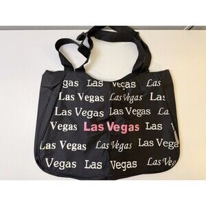 Bovano Las Vegas Zip Up Black Tote Bag Pocket Decorative Logo